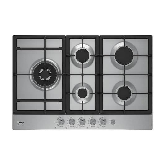 Plaque de cuisson BEKO encastrable 5feux 90X60 à gaz inox HIAL75235SX