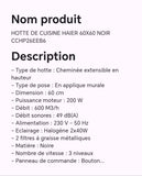 HOTTE DE CUISINE HAIER 60X60 NOIR CCHP26EEB6
