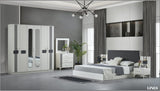 CHAMBRE A COUCHER 6BATTANTS 4PIECES BLANC GRIS LINES