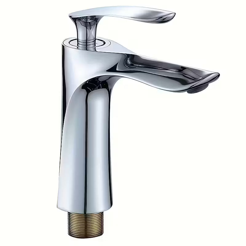 Robinet de lavabo élégant en laiton, robinet de salle de bain à poignée unique avec finition durable pour usage résidentiel et hôtelier