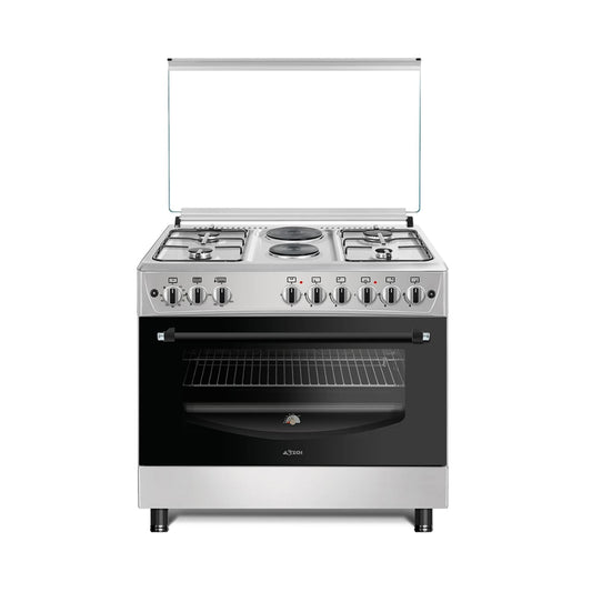 CUISINIERE ASTECH 6FEUX 90X60 2FEUX ELECTRIQUE 4FEUX GAZ+FOUR A GAZ EL42GEL