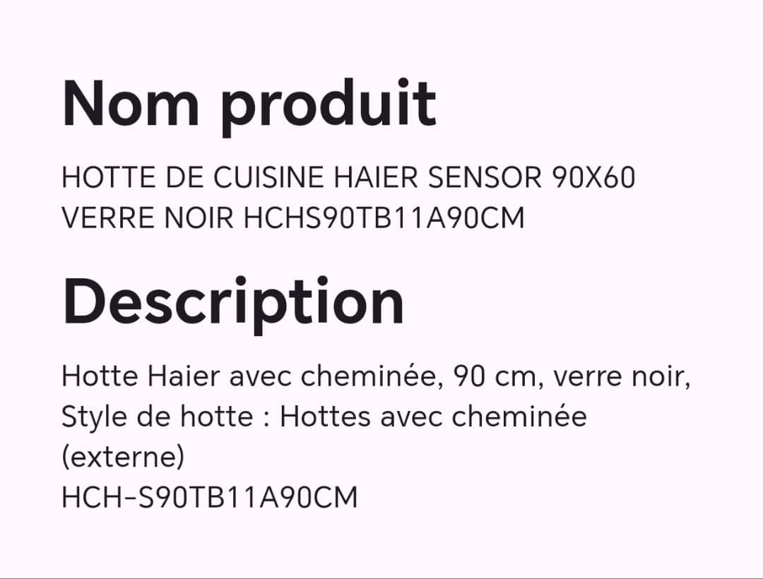 HOTTE DE CUISINE HAIER SENSOR 90X60 VERRE NOIR HCHS90TB11A90CM
