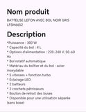 BATTEUSE LEFON AVEC BOL NOIR GRIS LFSM6652