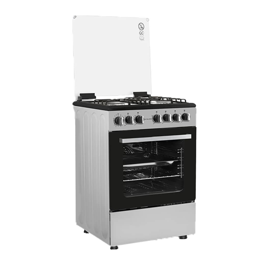 Cuisiniere enduro 4feux 6X60 à gaz double boutton gris AFS6040GGSIT