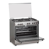 Cuisinière enduro 5feux à gaz 90X60 + grill double bouton noir AFS9050GGBSIT