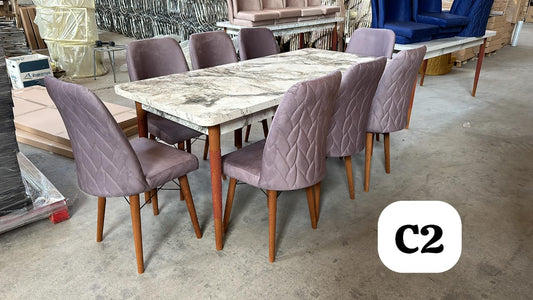 TABLE A MANGER 8 PLACES 180X80 BOIS MARBRE MAUVE C2