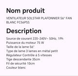 VENTILATEUR SOLSTAR PLAFONNIER 56" FAN BLANC FC56PSS