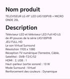 TELEVISEUR LG 49" LED LK5100PVB + MICRO ONDE 20L