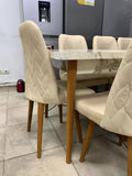 TABLE A MANGER 8 PLACES 180X80 BOIS BLANC BEIGE C1