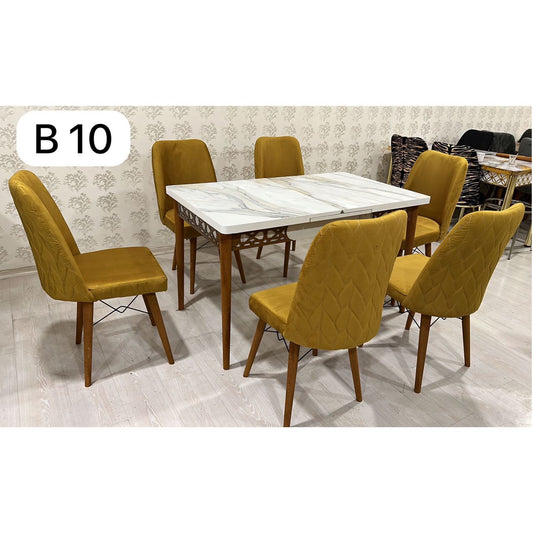 TABLE A MANGER 6PLACES EXTENSIBLE  80X130/80X170 BOIS BLANC DORE B10