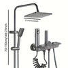 Pommeau de douche Gris effet pluie avec douchette à main, pommeau de douche haute pression de 30 cm avec bouton de commande à 4 fonctions, douchette à main à 3 jets avec support et flexible, pommeau de douche cascade anti-fuite