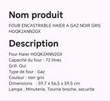 FOUR ENCASTRABLE HAIER A GAZ NOIR GRIS HOQK2ANN2GX
