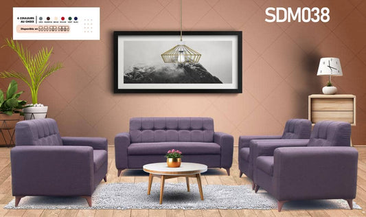 SALON MODERNA 7PLACES TISSU&SIMILI CUIR COULEUR AU CHOIX SDM038