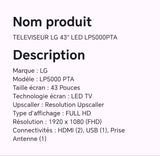 TELEVISEUR LG 43" LED LP5000PTA