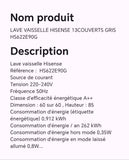 LAVE VAISSELLE HISENSE 13COUVERTS GRIS HS622E90G