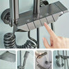 Pommeau de douche Gris effet pluie avec douchette à main, pommeau de douche haute pression de 30 cm avec bouton de commande à 4 fonctions, douchette à main à 3 jets avec support et flexible, pommeau de douche cascade anti-fuite