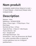 CUISINIERE HAIER 5FEUX 90X60: 4FEUX A GAZ + 1FEU ELECTRIQUE + FOUR ELECTRIQUE GRIS HCR6041EESB