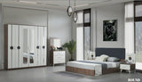 CHAMBRE A COUCHER 6BATTANTS 4PIECES BLANC MARRON ROUND