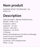 MIXEUR BLENDER SMART TECHNOLOGY 1,5L STPE1110