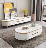 Table téléviseur 200X40CM TV6318 + table basse 120X60CM blanc 6318