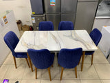 TABLE A MANGER 6PLACES EXTENSIBLE  80X130/80X170 BOIS BLANC BLEU B30