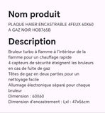 PLAQUE HAIER ENCASTRABLE 4FEUX 60X60 AGAZ NOIR HOB765B