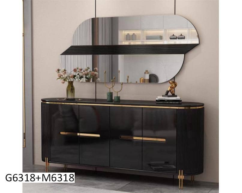 Table console 180X40CM M6318 130X70CM noir G6318+M6318