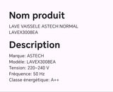 LAVE VAISSELLE ASTECH NORMAL LAVEX3008EA