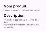 ORDINATEUR HP 15 CORE I7 RAM8 G4 850