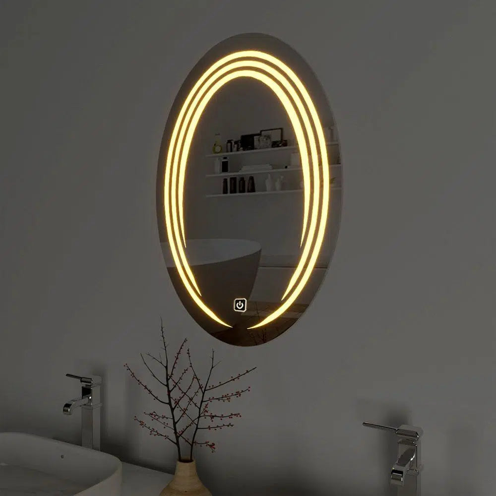 Miroir rond avec éclairage LED et capteur tactile pour la salle de bain, la chambre et l'espace maquillage