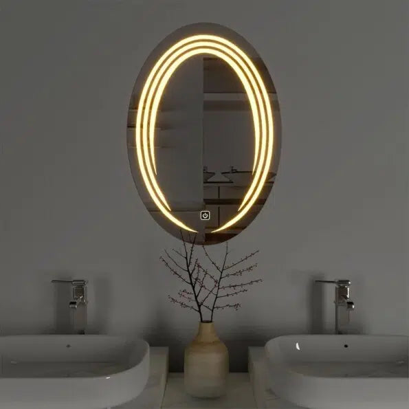 Miroir rond avec éclairage LED et capteur tactile pour la salle de bain, la chambre et l'espace maquillage