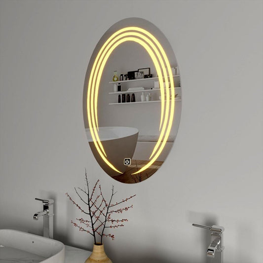 Miroir rond avec éclairage LED et capteur tactile pour la salle de bain, la chambre et l'espace maquillage