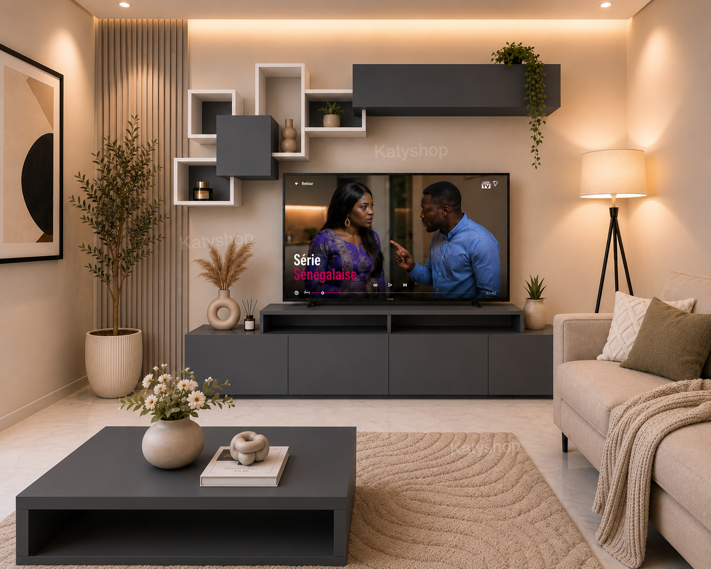 Table TV Moderne 2m40 + Table Basse