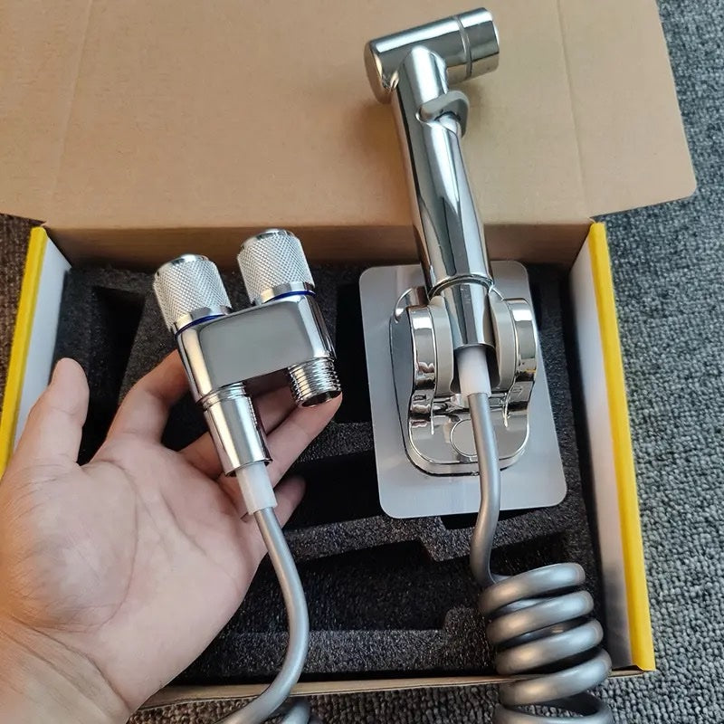 Douchette WC - Double soupape de commande - Long tuyau de douche - Tuyau de douche - Accessoire de bidet