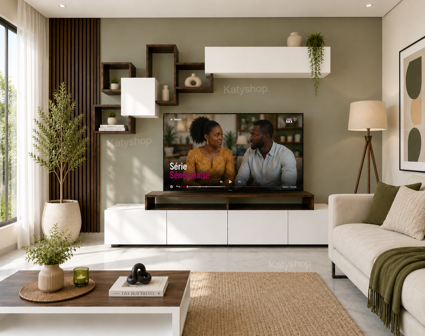 Table TV Moderne 2m40 + Table Basse