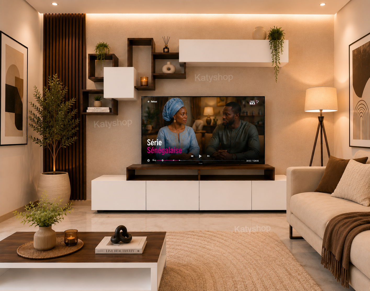 Table TV Moderne 2m40 + Table Basse
