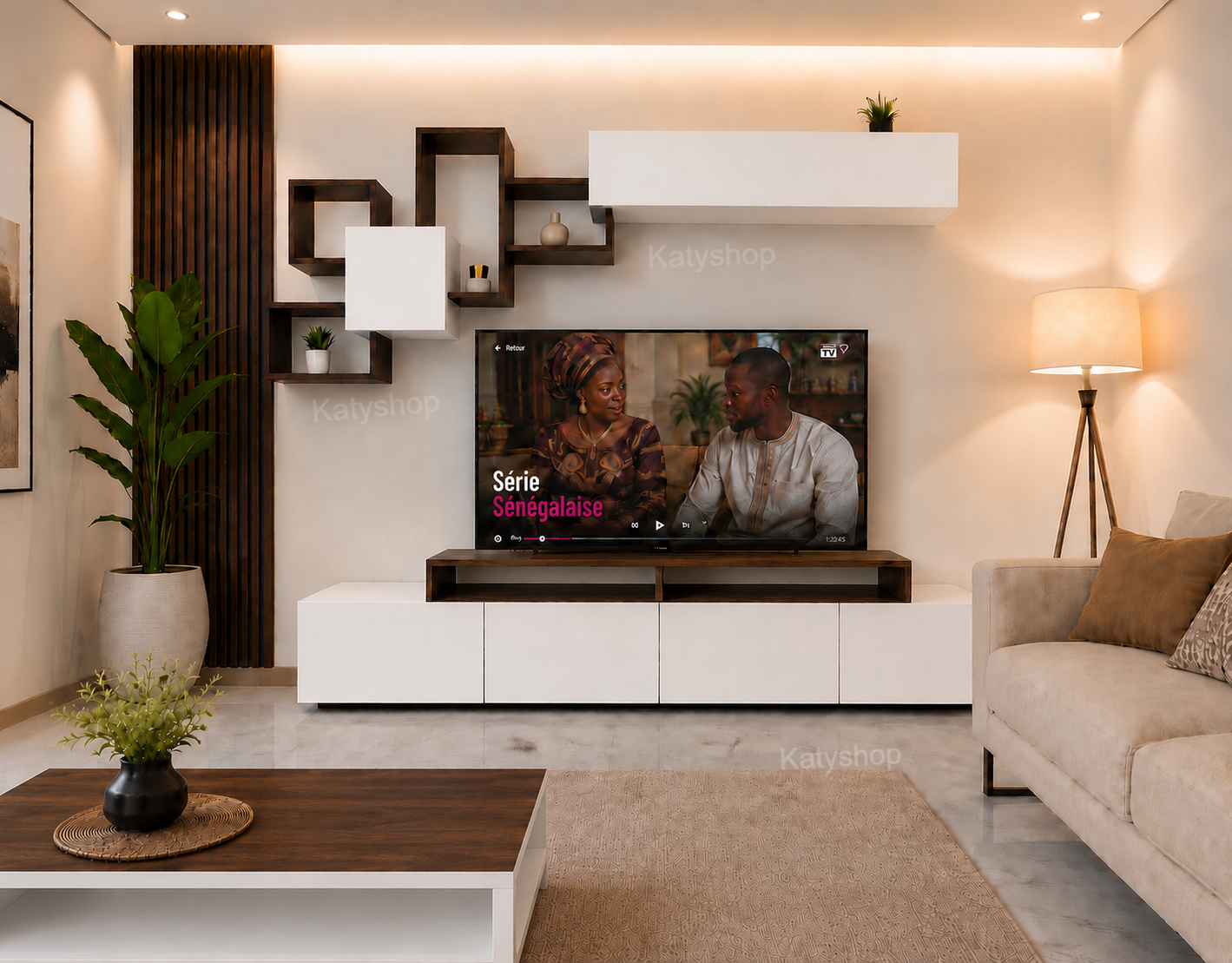 Table TV Moderne 2m40 + Table Basse