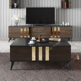 Meuble TV + Table Basse - Marron & Noir - 1m80