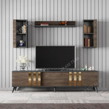 Meuble TV + Table Basse - Marron & Noir - 1m80
