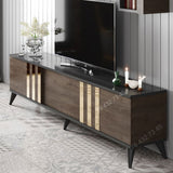 Meuble TV + Table Basse - Marron & Noir - 1m80