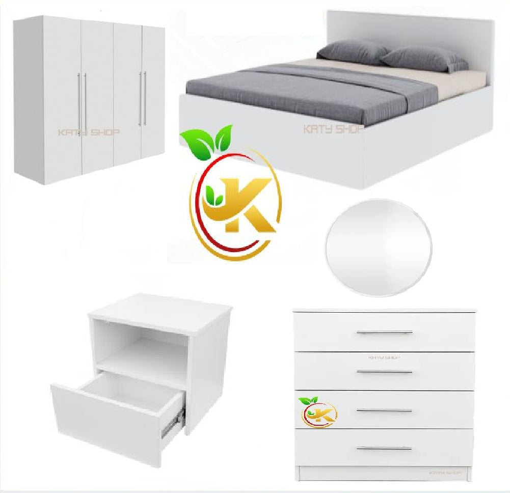 Chambre A Coucher 6 battants 5 pieces - Blanc