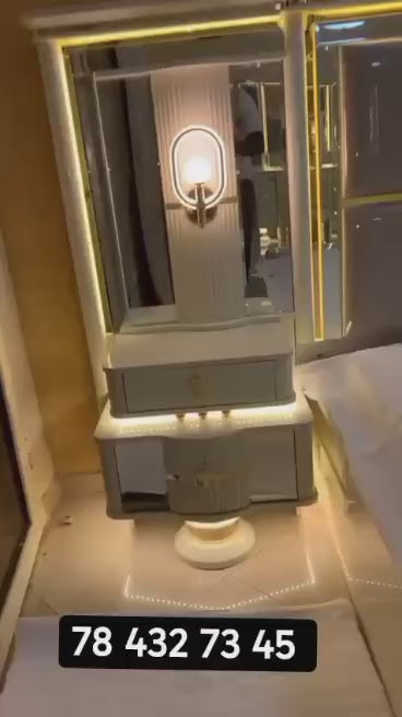 CHAMBRE A COUCHER 8BATTANTS 9PIECES GRIS BEIGE