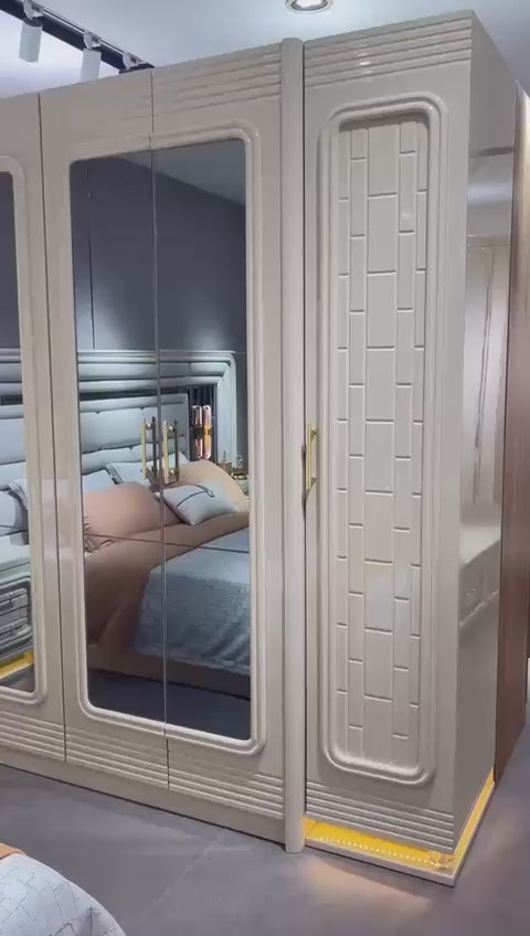 CHAMBRE A COUCHER 6BATTANTS 5PIECES BEIGE