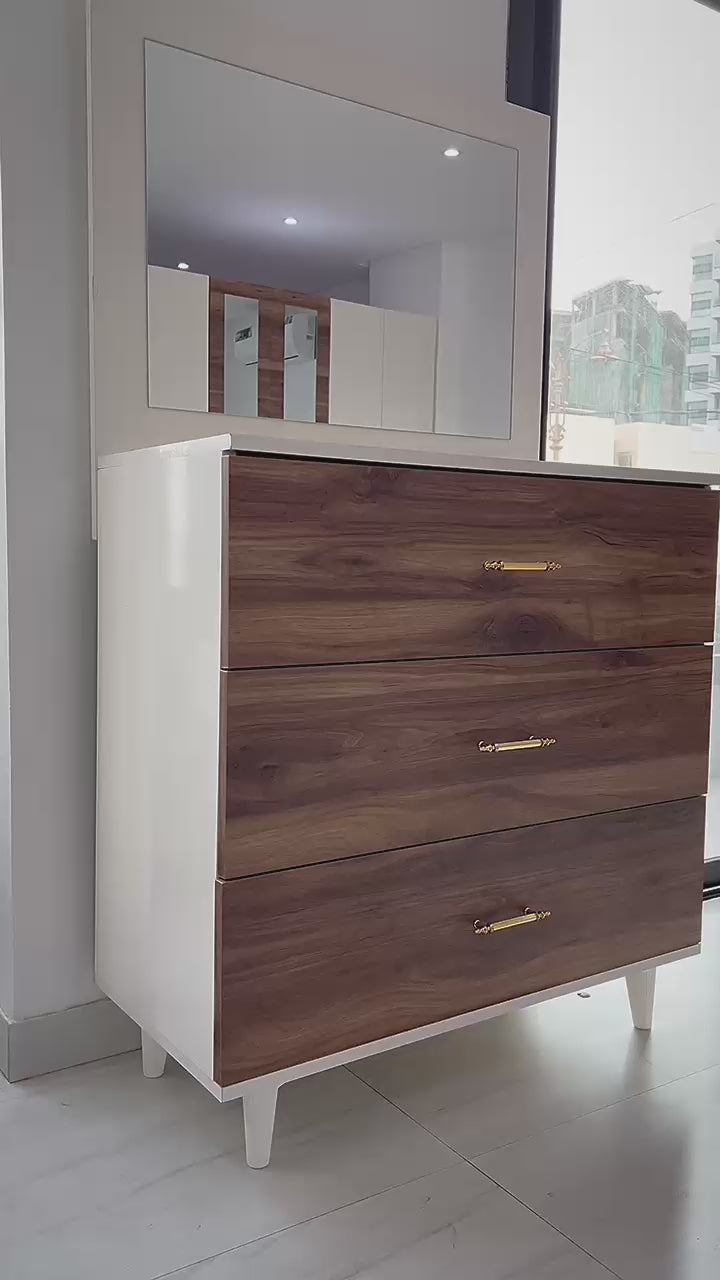 CHAMBRE A COUCHER 6BATTANTS 5PIECES BLANC MARRON