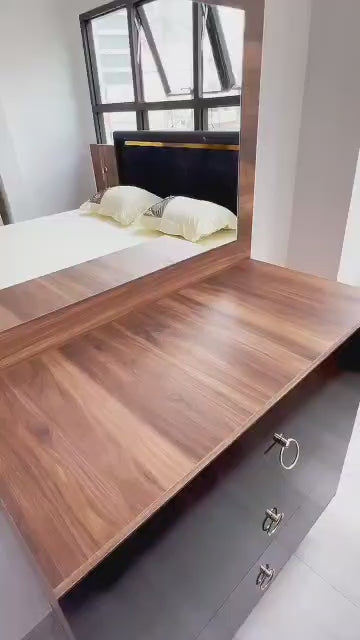 CHAMBRE A COUCHER 6BATTANTS 4PIECES MARRON NOIR