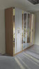 CHAMBRE A COUCHER 6BATTANTS 6PIECES MARRON BLANC LUMIÈRE LED AVEC DESIGN DORÉ