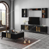 Meuble TV + Table Basse - Noir & Gris - 1m80