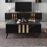 Meuble TV + Table Basse - Noir & Gris - 1m80