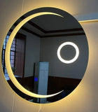 Miroir intelligent rond, miroir de salle de bain, miroir lumineux LED, miroir mural lumineux avec fonction antibuée, interrupteur tactile, affichage de l'heure, intensité réglable