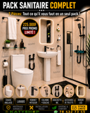 Pack Sanitaire complet - 7 Pièces: Tout ce qu'il vous faut en un seul Pack - Chaise et lavabo en blanc